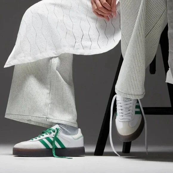 adidas Samba White and Green Sneakers - Picture 3 of 7